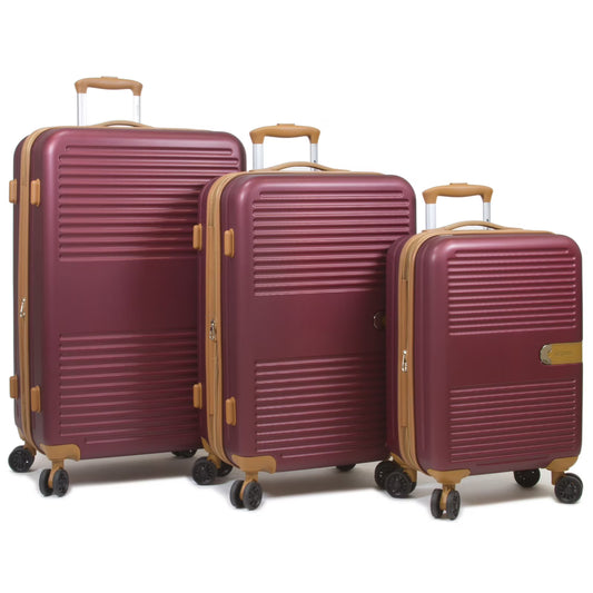 Dejuno Garland Hardside 3-Piece Spinner Luggage Set With USB Port - Burgundy