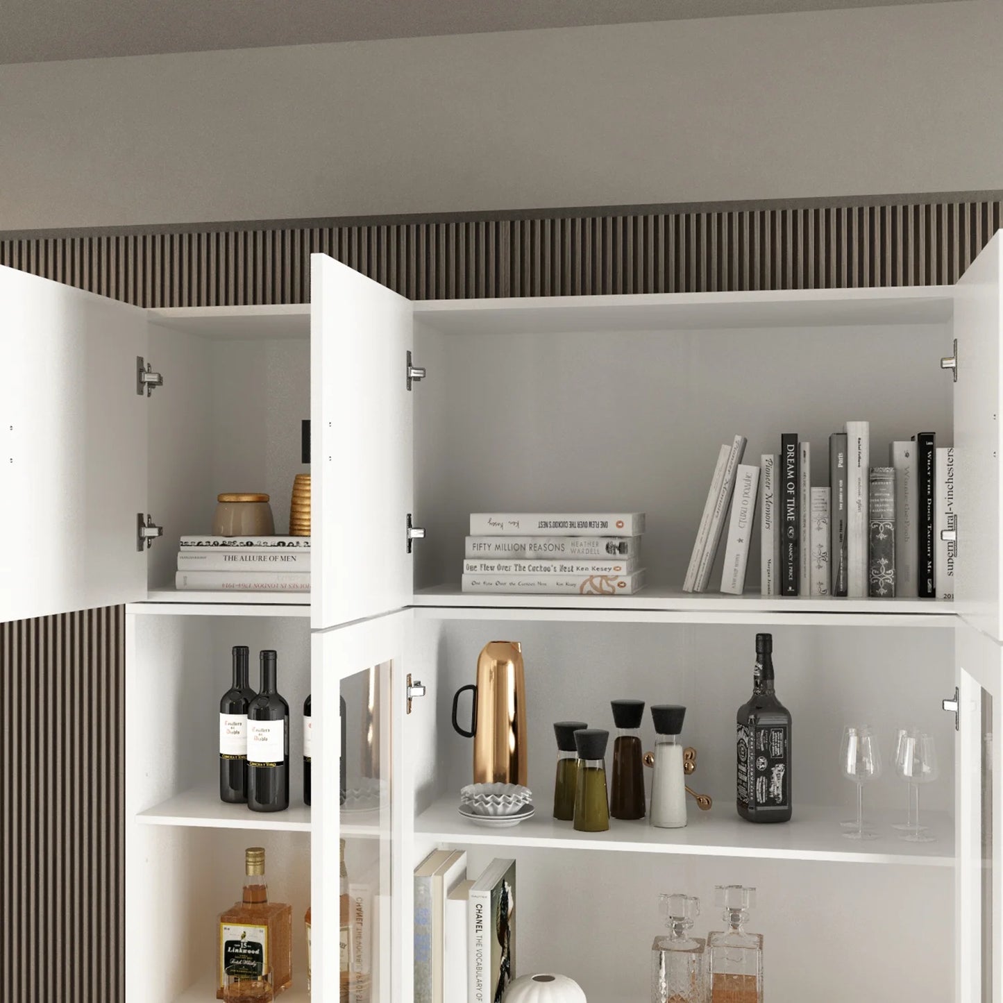 KULAGAGA Kitchen Pantry Storage Cabinet, 87.8"H Freestanding Storage Cabinet Cupboard for Home Office Living Room, Whiet