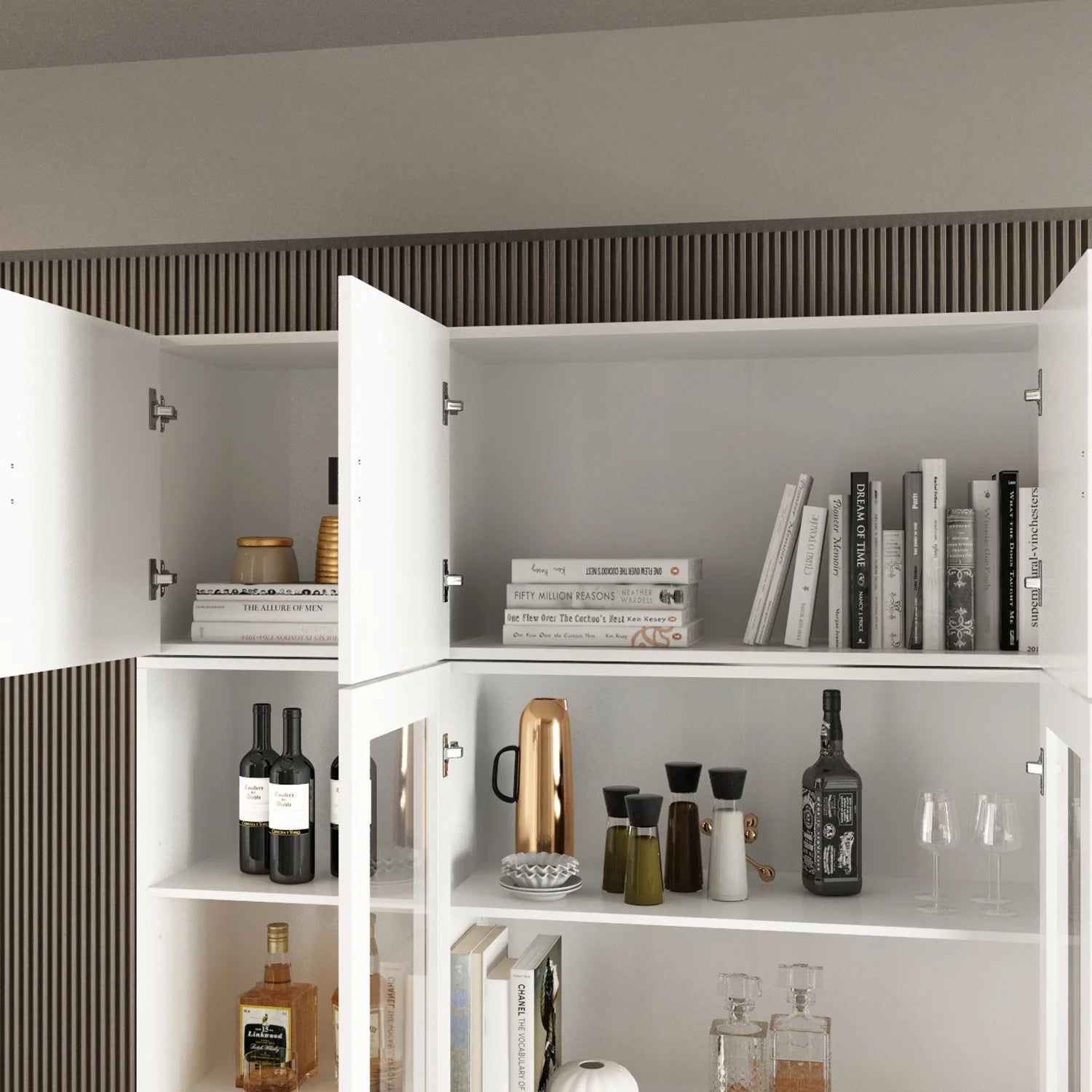 KULAGAGA Kitchen Pantry Storage Cabinet, 87.8"H Freestanding Storage Cabinet Cupboard for Home Office Living Room, Whiet