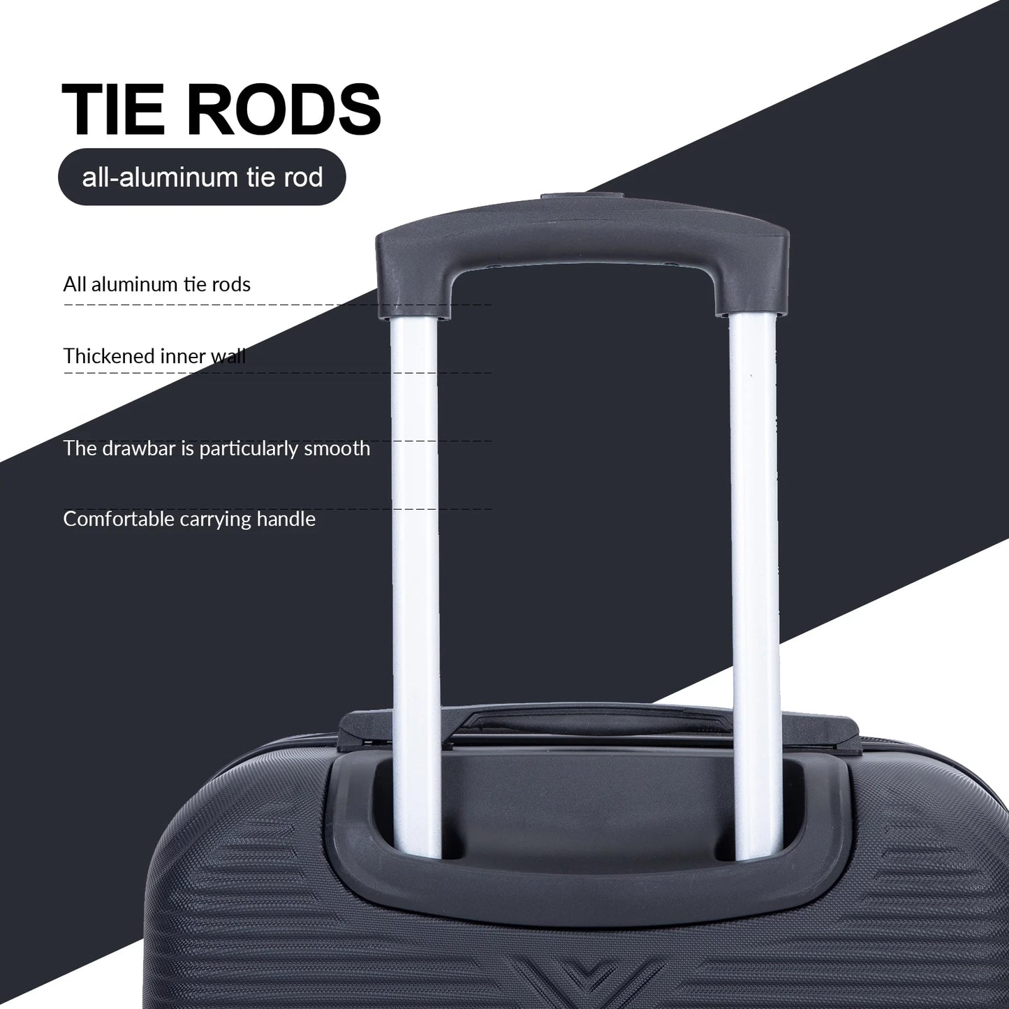 Tripcomp Luggage Sets 4 Piece Suitcase Set (14/20/24/28)Hardside Suitcase with Spinner Wheels Lightweight Carry on Luggage(Black)