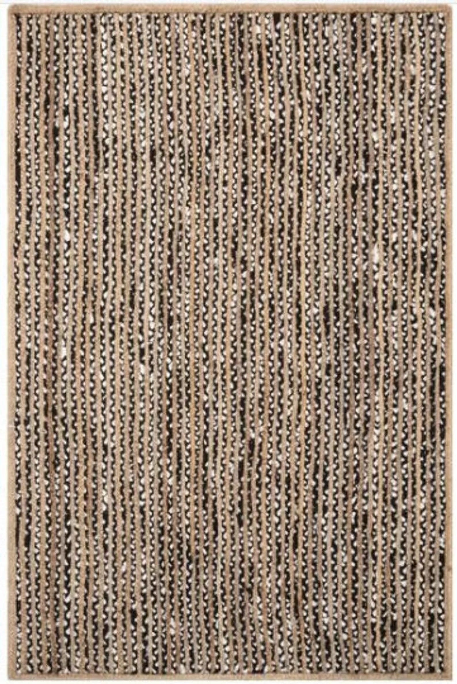Indian Handmade Braided Black & White Cotton with Natural Jute Area Rugs , Floor Decor Carpet Size 2.6 x 4 Feet ( 75 cm x 120 cm )