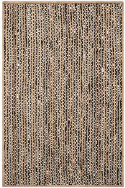 Indian Handmade Braided Black & White Cotton with Natural Jute Area Rugs , Floor Decor Carpet Size 2.6 x 4 Feet ( 75 cm x 120 cm )