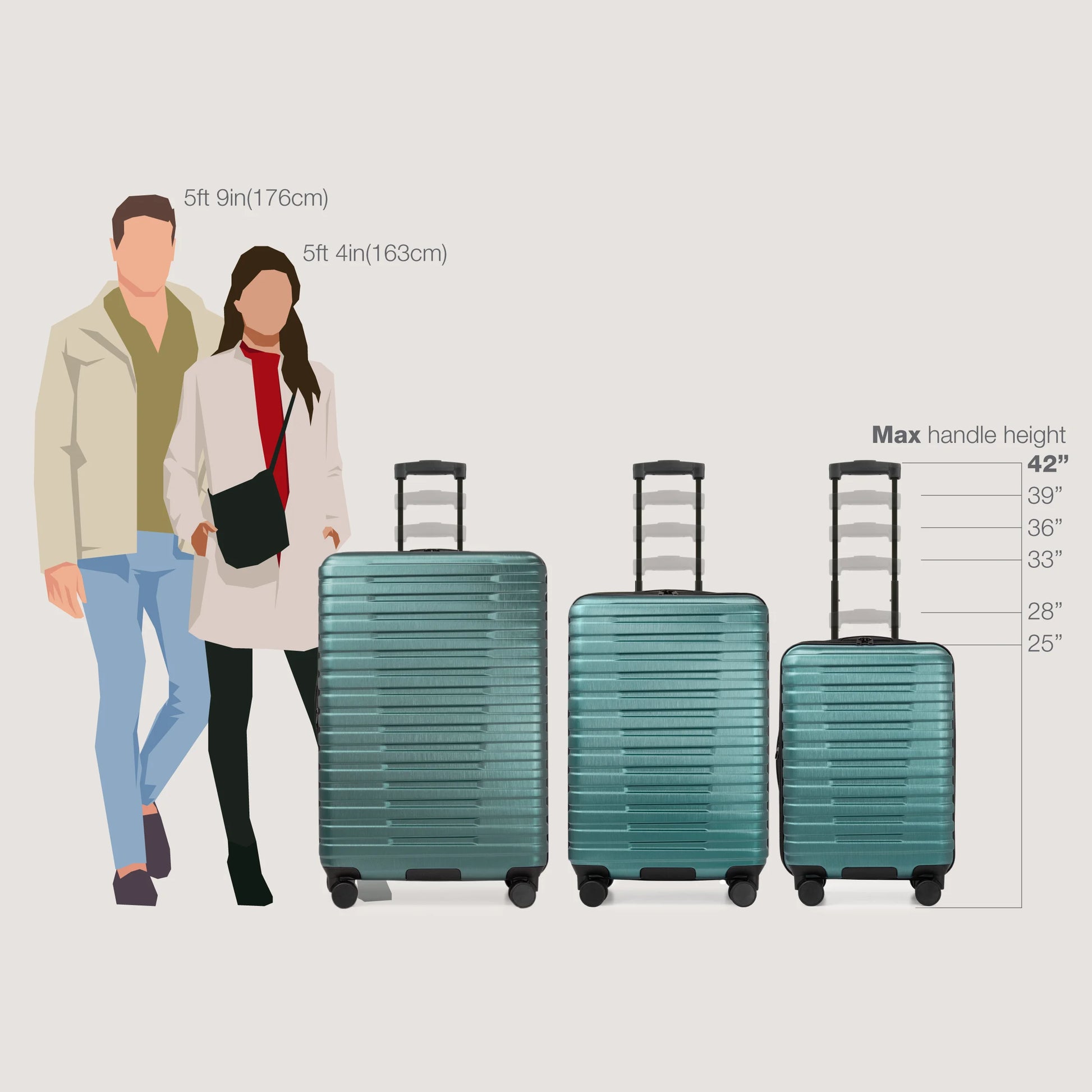 U.S. Traveler Boren Hardside Rugged Spinner Luggage, Teal, 26" Checked Medium
