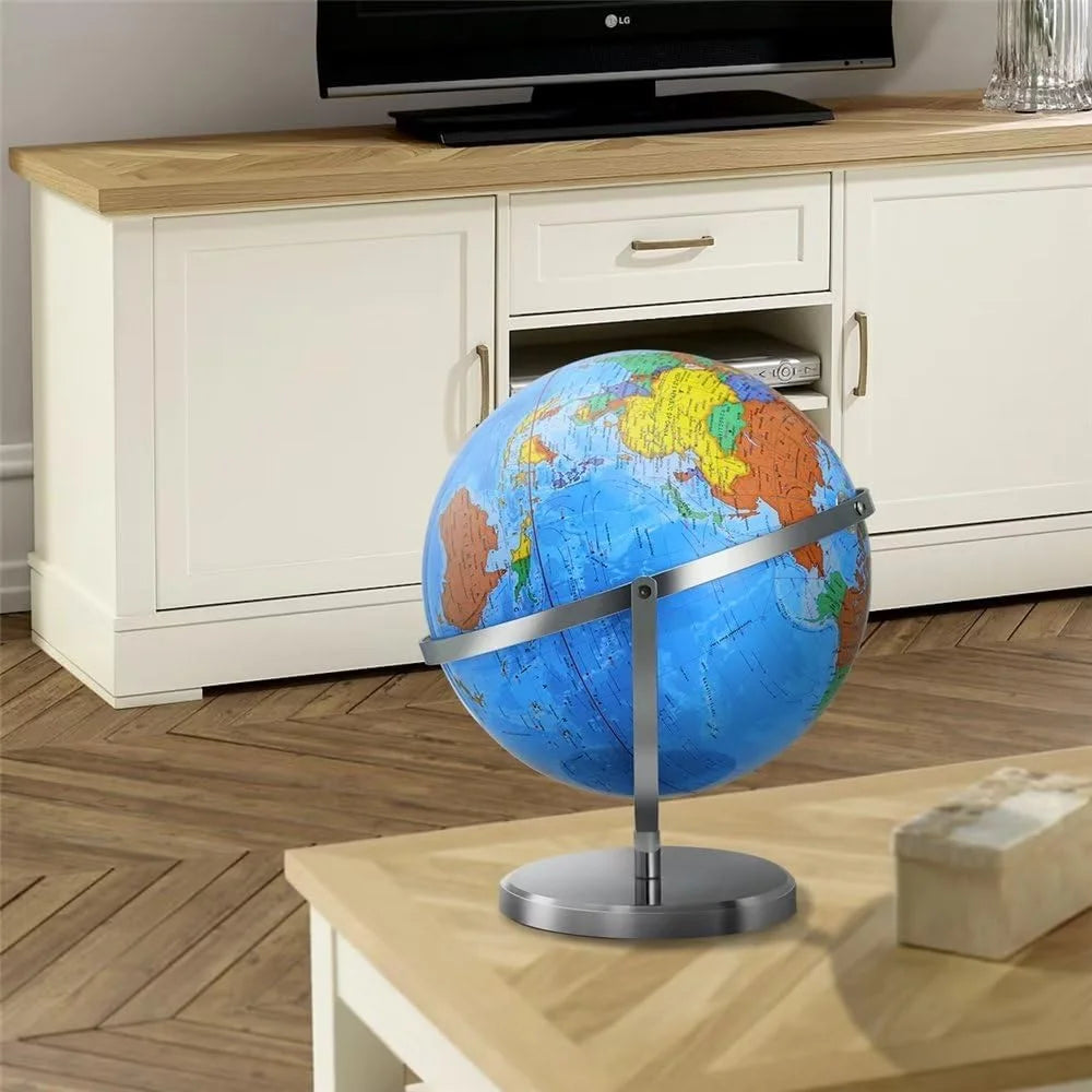 13" World Globe for Kids, Classroom Globe for Education & Decoration with Stable Heavy Metal Base, HD Waterproof Printed & Rewritable Surface