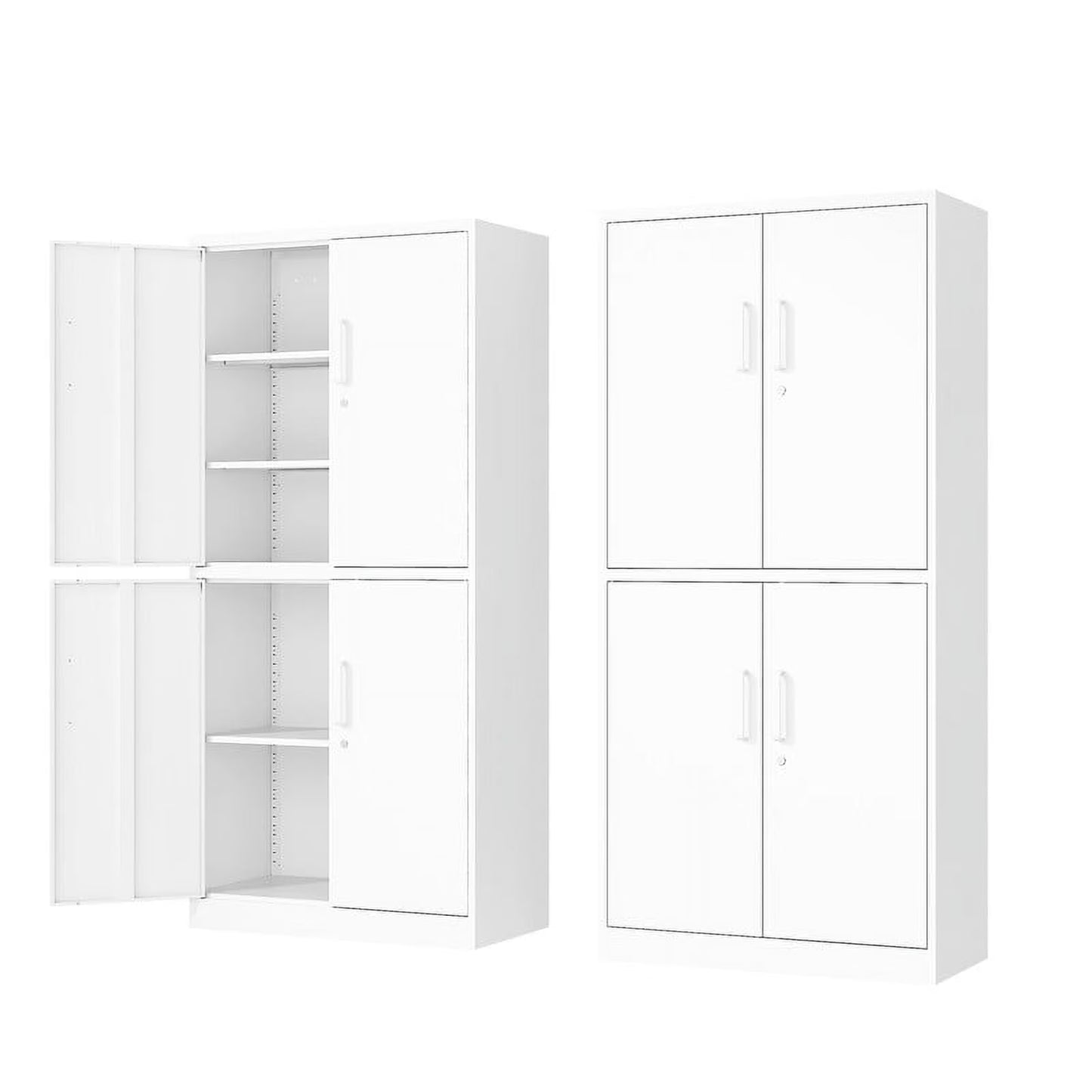Fesbos Metal Storage Cabinet with 4 Doors and 3 Adjustable Shelves,71" Lockable Garage Tall Steel Lockers,for Home Office,Living Room,Pantry,Gym,Commercial Utility Storage