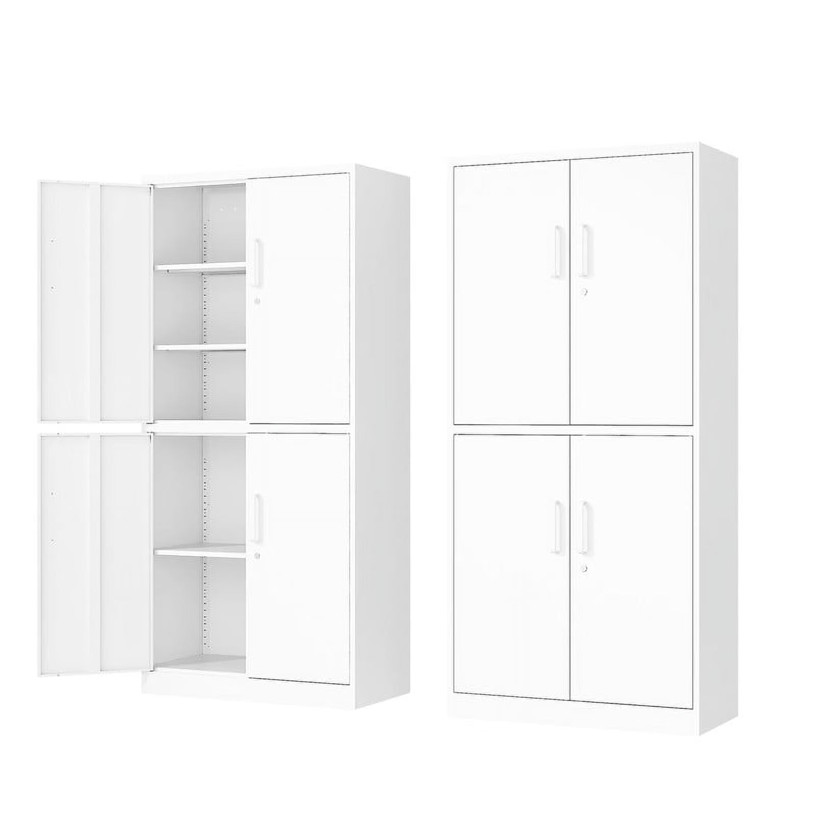Fesbos Metal Storage Cabinet with 4 Doors and 3 Adjustable Shelves,71" Lockable Garage Tall Steel Lockers,for Home Office,Living Room,Pantry,Gym,Commercial Utility Storage