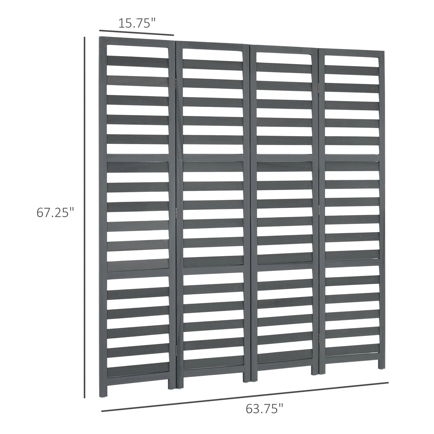 HOMCOM 5.6' 4 Panel Room Divider Folding Privacy Screen Panel, White/Grey