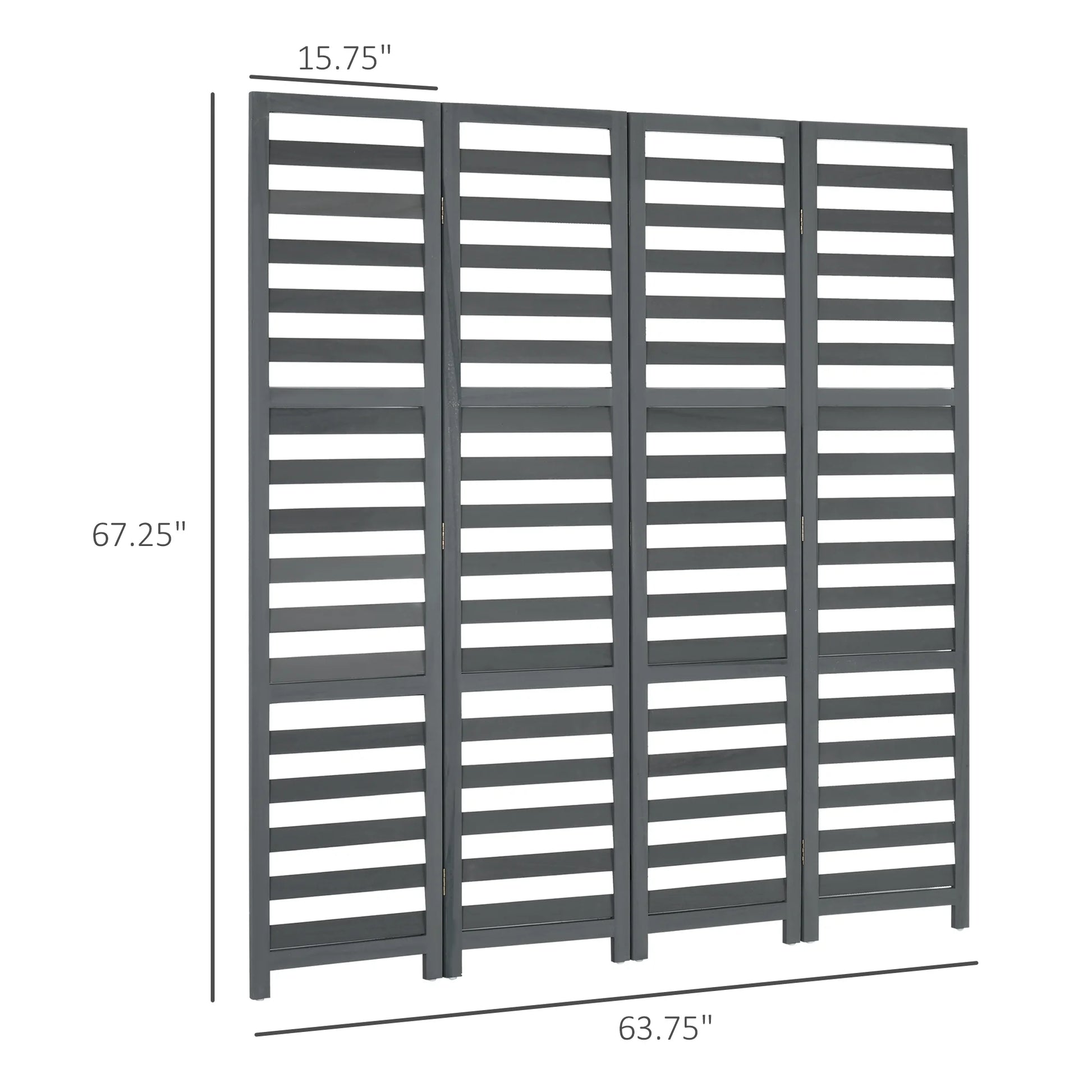 HOMCOM 5.6' 4 Panel Room Divider Folding Privacy Screen Panel, White/Grey