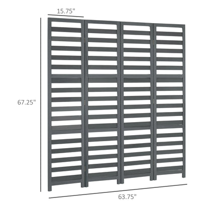HOMCOM 5.6' 4 Panel Room Divider Folding Privacy Screen Panel, White/Grey