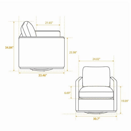 Swivel Accent Chair, Modern Chenille Upholstered Lounge Chair Armchair with 360 Degree Swiveling Base, Leisure Club Chair Comfy Accent Single Sofa Chair for Nursery Bedroom Living Room, Taupe