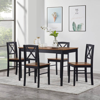 MAYEERTY Eco-Friendly Solid Wood Dining Set Sustainable Dining Table with Black Metal Accents for Home & Restaurant,Light Brown