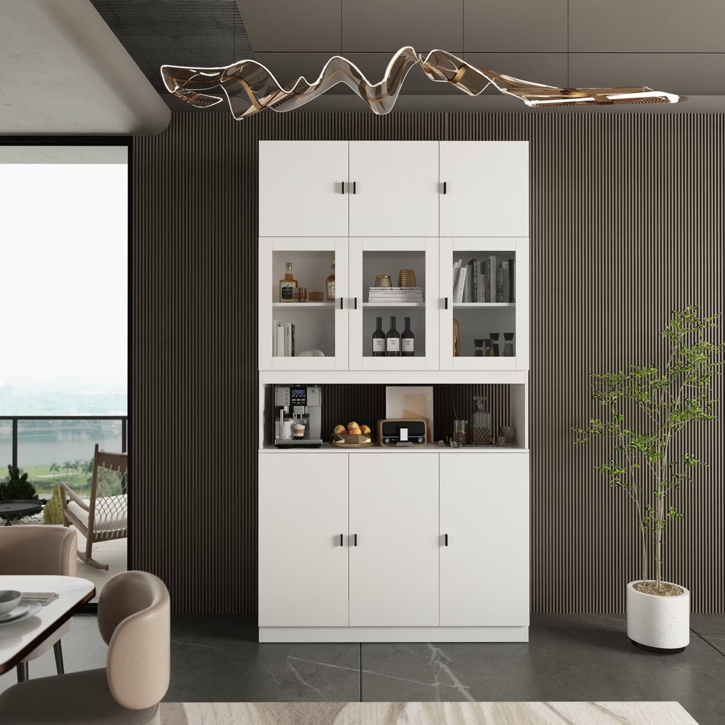 KULAGAGA Kitchen Pantry Storage Cabinet, 87.8"H Freestanding Storage Cabinet Cupboard for Home Office Living Room, Whiet