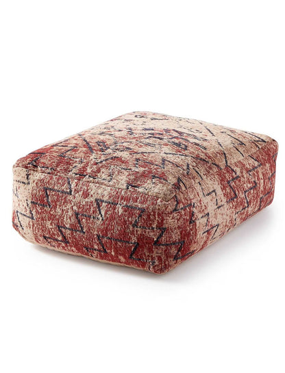 Lucky Brand Distressed Chen Pouf Dark Red