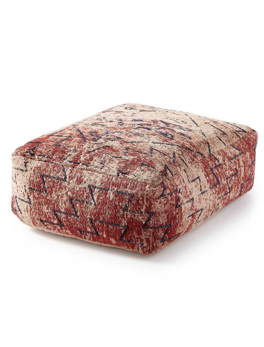 Lucky Brand Distressed Chen Pouf Dark Red