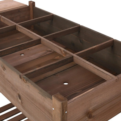 IVV Elevated Wooden Raised Garden Bed - 8 Grid Planter Box with Folding Side Table and Storage Shelf, Fabric Liner & Drainage Holes for Vegetables, Herbs, and Flowers - Dark Brown