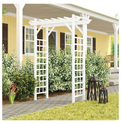 Dura-Trel PVC Garden Arbor, Arch Support for Climbing Plants, Providence, White, 64" x 85"