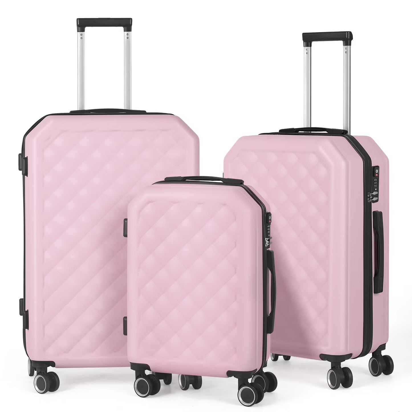 Luggage 3-Pieces Set ABS Durable Suitcase Beige 20"24"28"