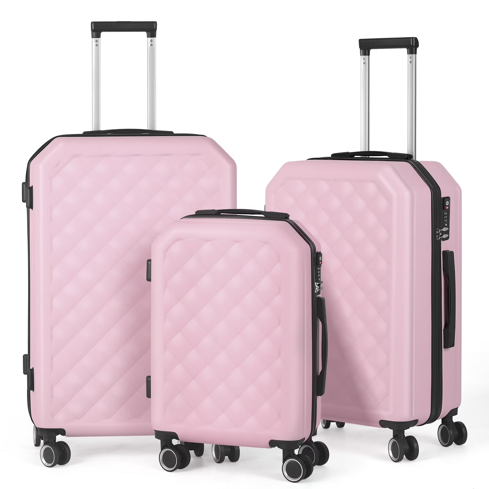 Luggage 3-Pieces Set ABS Durable Suitcase Beige 20"24"28"