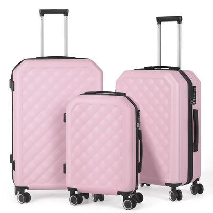 Luggage 3-Pieces Set ABS Durable Suitcase Beige 20"24"28"