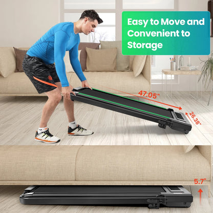 2 in 1 Walking Pad Treadmill with Incline, 2.5HP Under Desk Treadmill with Handle Remote Control & LED Touch Screen for Home Office Workout, 300lbs Weight Capacity Black & Green