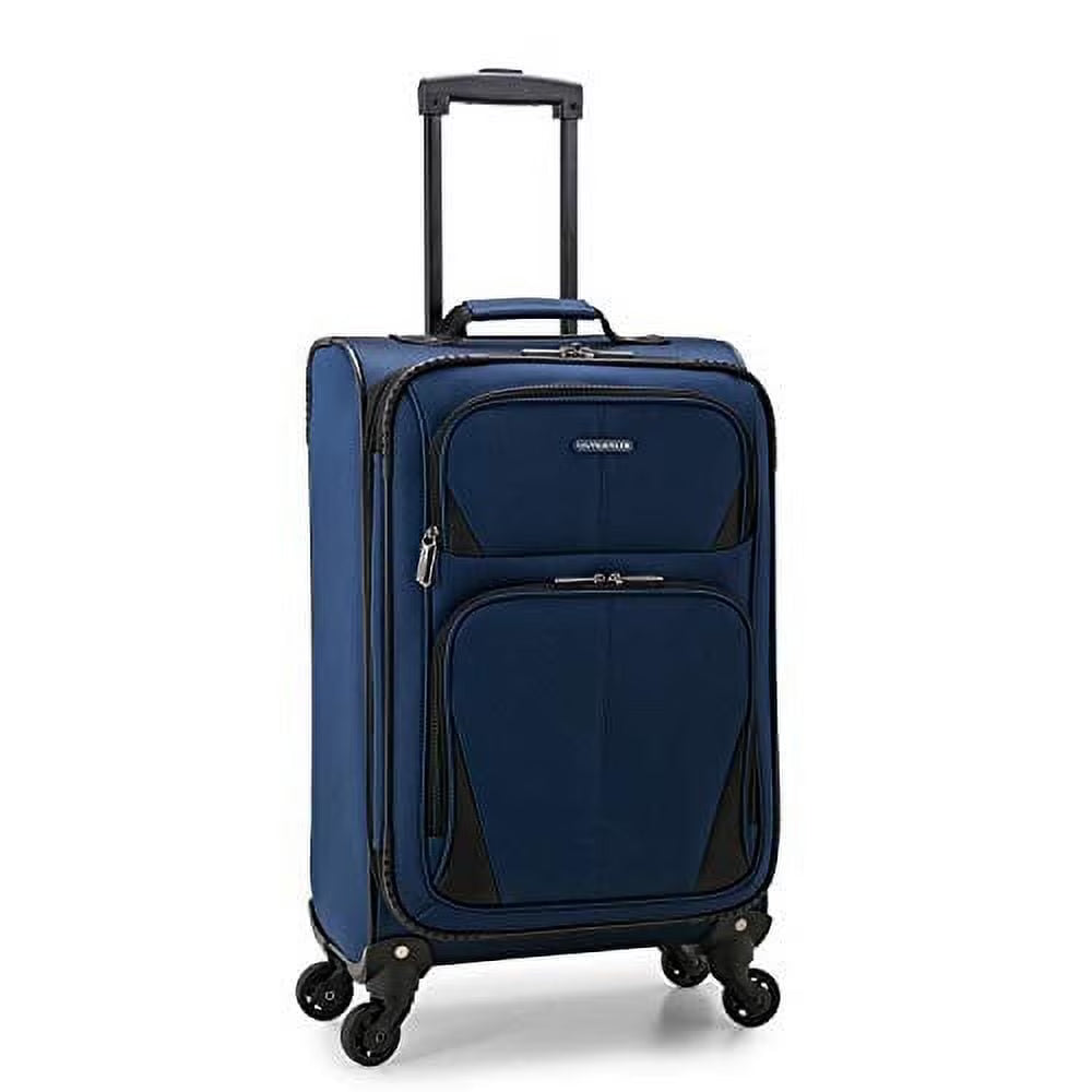 U.S. Traveler Aviron Bay Expandable Softside Luggage with Spinner Wheels, Black, 22" Carry-on