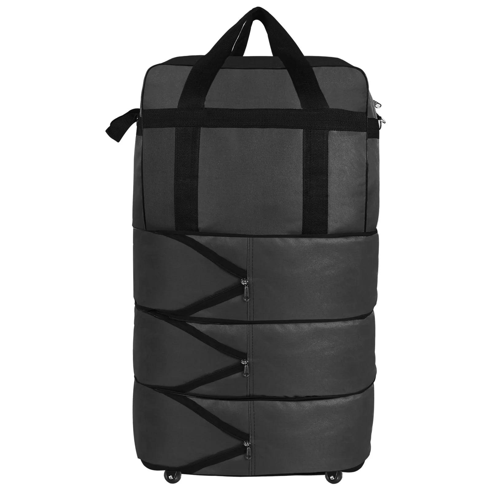 34in Expandable Suitcase Bag 3 Layer Foldable Rolling Luggage Wheeled Handbag Organizer Large for Home Storage Travel Business Moving, Black