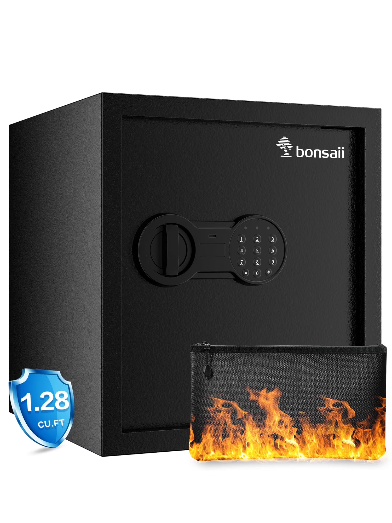 Bonsaii 1.2 Cubic Feet Safe Box Electronic Security Document Safe with Digital Keypad Lock for Home Office Hotel