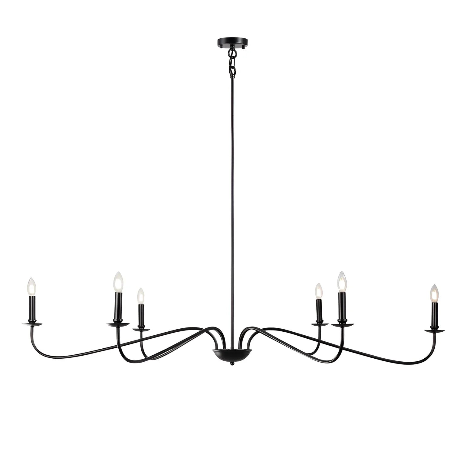6-Light Classic French Minialist Chandelier with Candle-Style Lighting Black
