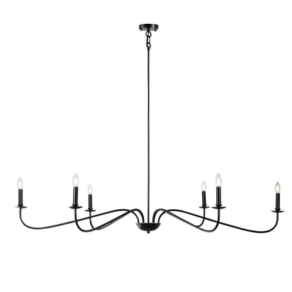 6-Light Classic French Minialist Chandelier with Candle-Style Lighting Black