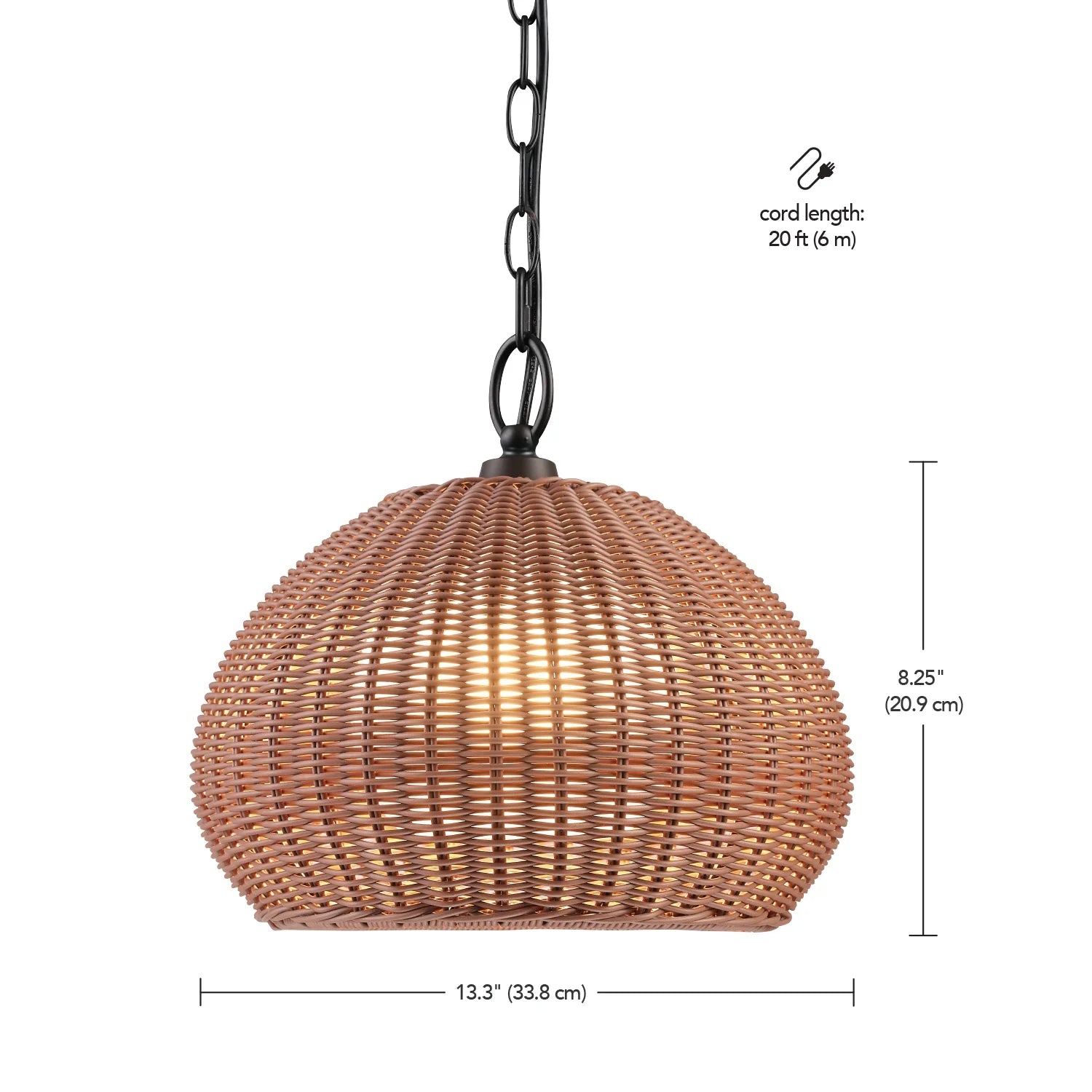 Globe Electric Salvador 1-Light Plastic Rattan Shade Outdoor Plug-in Pendant Light