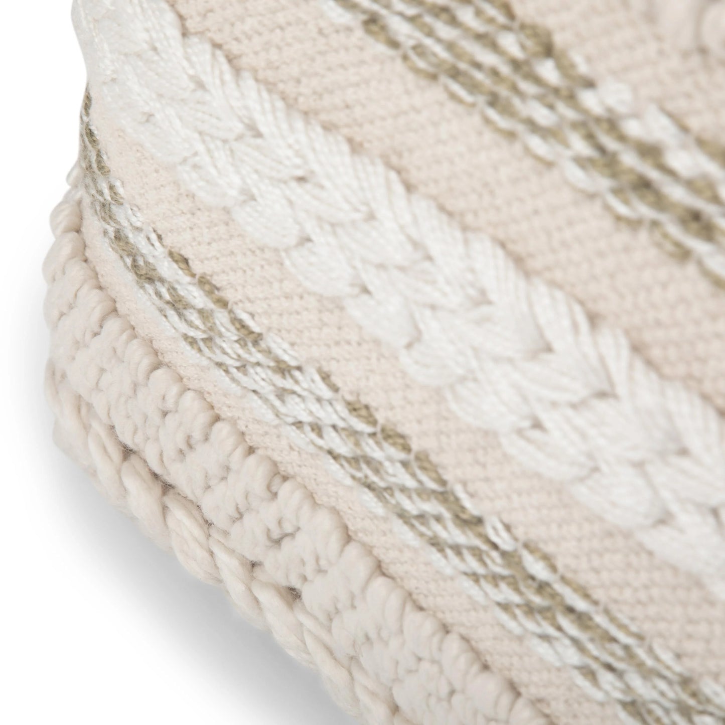 Sommer Boho Square Pouf in Natural Handloom Woven Pattern