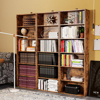 IRONCK Bookcases Floor Standing 6 Tier Shelves 70in Tall for Home Office, Vintage Brown