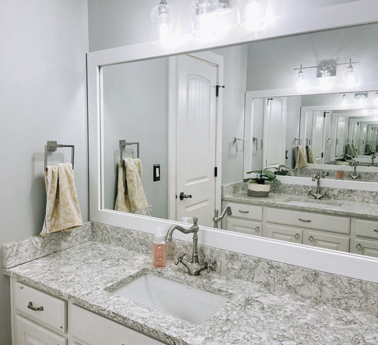 Pendleton Rustic White Framed Wall Mirror, Rectangular Vanity Mirror, Multiple Sizes