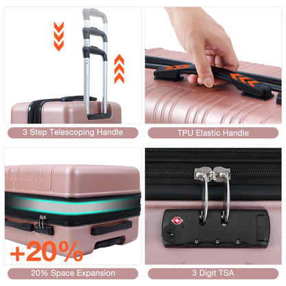 TROPOW Luggage Setss,Suitcases with Wheels,5 Piece Womens Luggage Setss Carry on Bag Sets, Hardside Carry On Suitcase Setss with Tsa Locks Duffel Bag