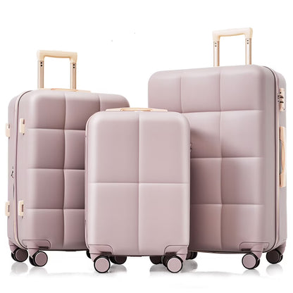 DECMAY 3-Piece ABS Luggage Set with Spinner Wheels and Cup Holder, Airline Carry-On Approved