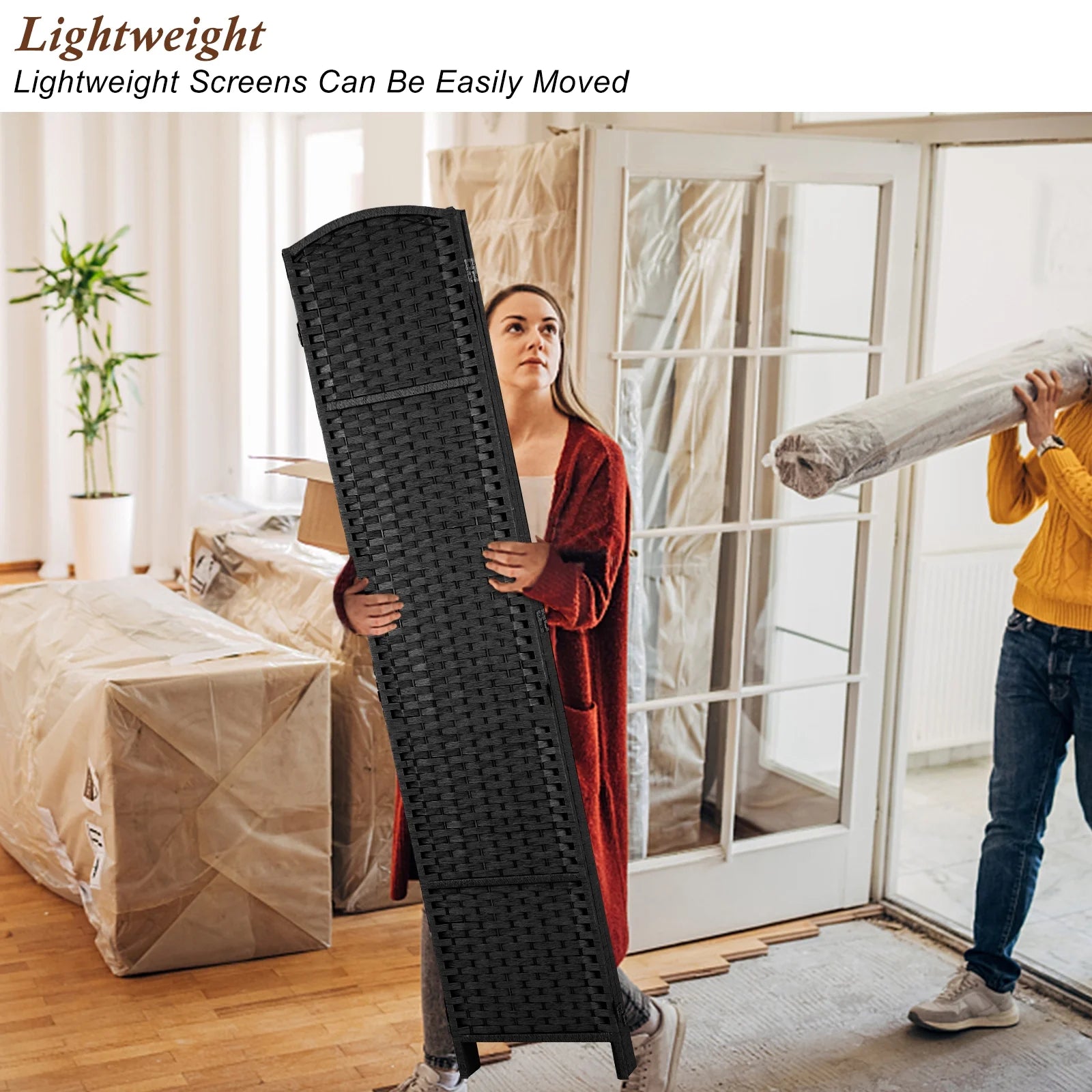 3-Panel Room Divider, 6 ft Office Partition Walls Wood Divider Folding Portable Privacy Screen, Room Dividers and Folding Privacy Screens for Home, Room Separator Wall Dividers,Black