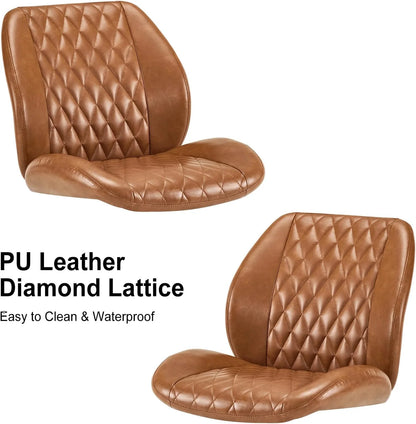 QW Home Office Desk Chair Office Rubber Casters Ergonomic Computer Chair with Lumbar Support Adjustable Height Rolling Swivel Executive Task Armrests Chair Brown Leather