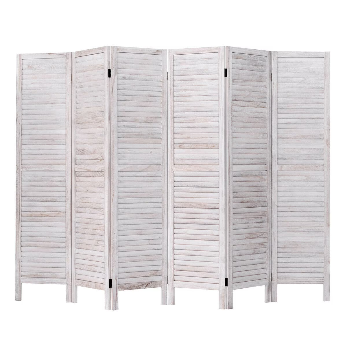 Costway 67'' High 6 Panel Room Divider Furniture Classic Venetian Wooden Slat Home Brown