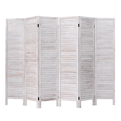 Costway 67'' High 6 Panel Room Divider Furniture Classic Venetian Wooden Slat Home Brown