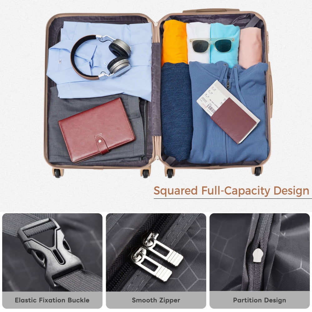 Luggage Sets 4 Piece, ABS Durable Suitcase with Travel Bag, Carry On Luggage Suitcase Set with 360° Spinner Wheels