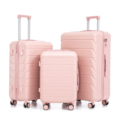 PAPROOS 3 Piece Luggage Set, ABS Carry-on Luggage Set with Spinner Wheels and TSA Lock, Lightweight Hardside Luggage, 20/24/28 Inch Rolling Suitcase Set for Travel Business Trip, Beige