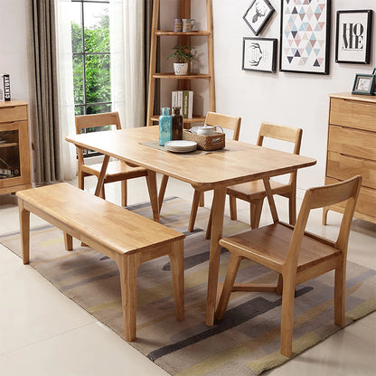 WILK 100% Natural Solid Oak Wood-color Bench Farmhouse Dining Bench, Entrance Bench Bed End Bench,for Living Room, Bedroom ,Home Office,, Balcony,Patios