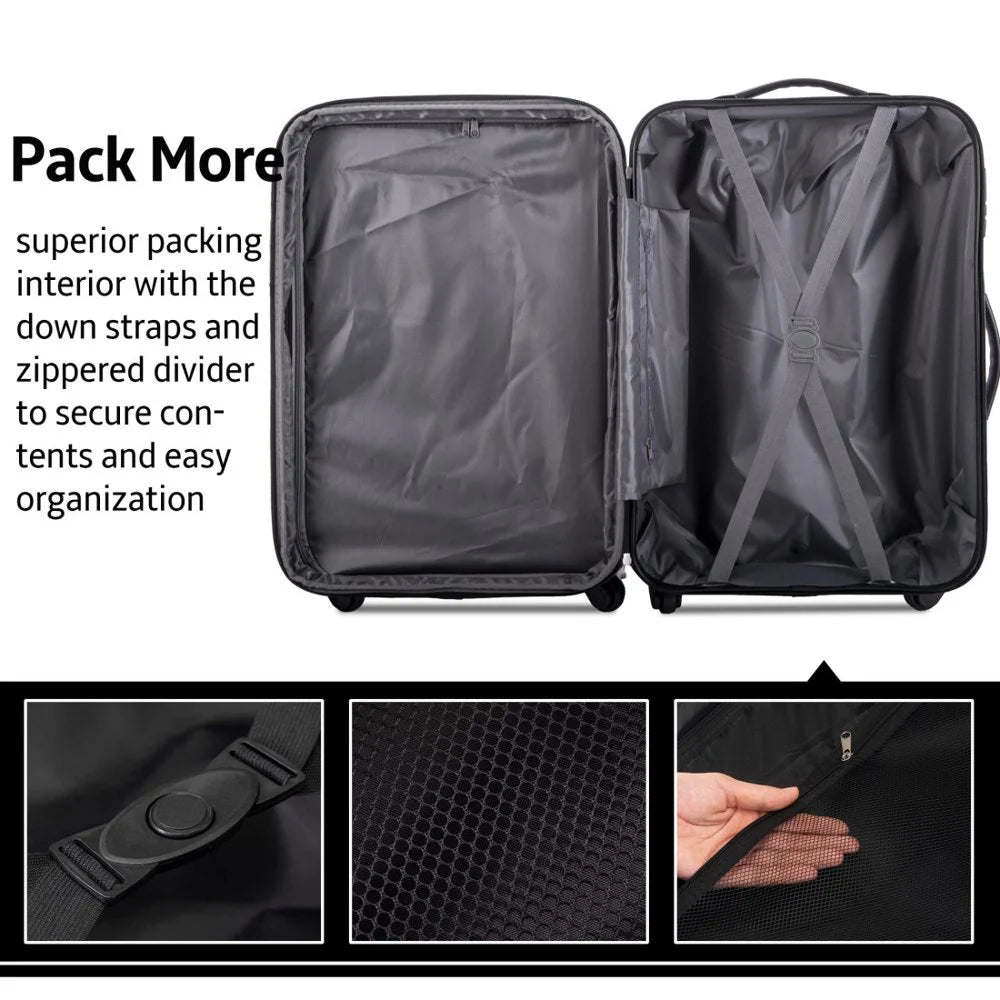 Tcbosik Luggage Sets, 3 Piece Set Hardside Suitcases with Spinner Wheels, 20/24/28 Travel Luggage Lightweight, Dark Blue