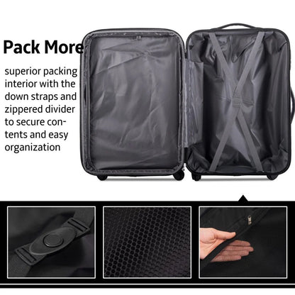 Tcbosik Luggage Sets, 3 Piece Set Hardside Suitcases with Spinner Wheels, 20/24/28 Travel Luggage Lightweight, Dark Blue