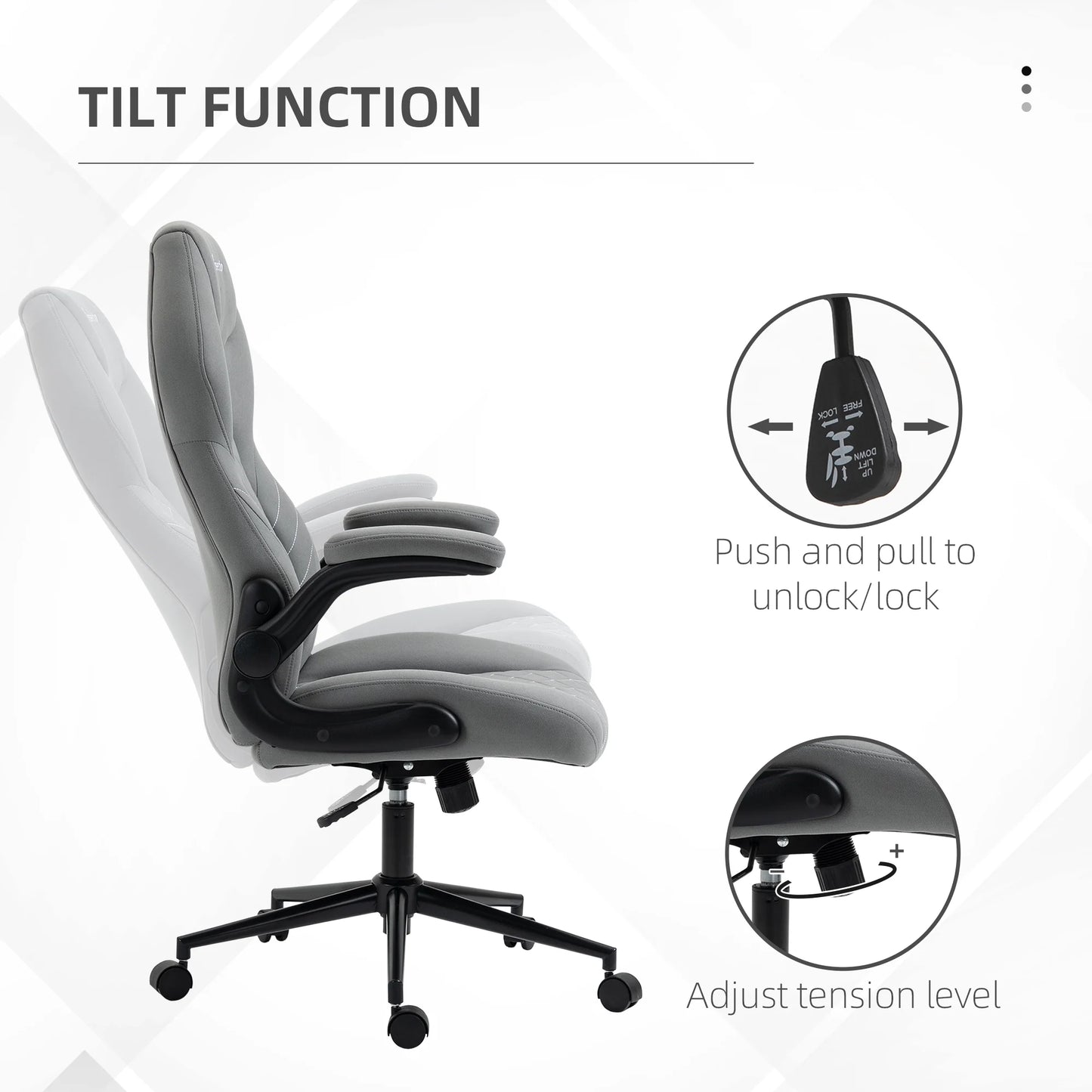 Vinsetto High Back Home Office Chair with Flip Up Armrests Dark Gray