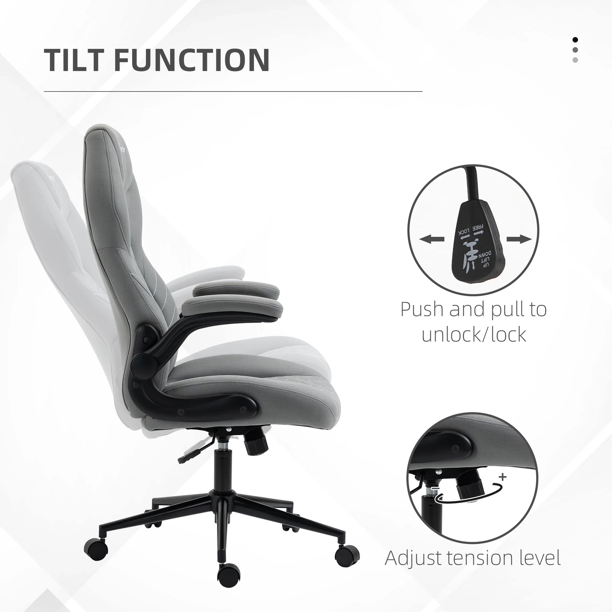 Vinsetto High Back Home Office Chair with Flip Up Armrests Dark Gray