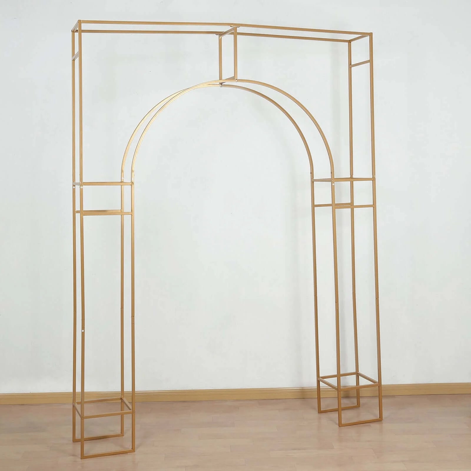 BalsaCircle 7 feet Gold Metal Wedding Arch in Arc de Triomphe Style Party Events Home Decorations Supplies