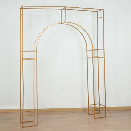 BalsaCircle 7 feet Gold Metal Wedding Arch in Arc de Triomphe Style Party Events Home Decorations Supplies