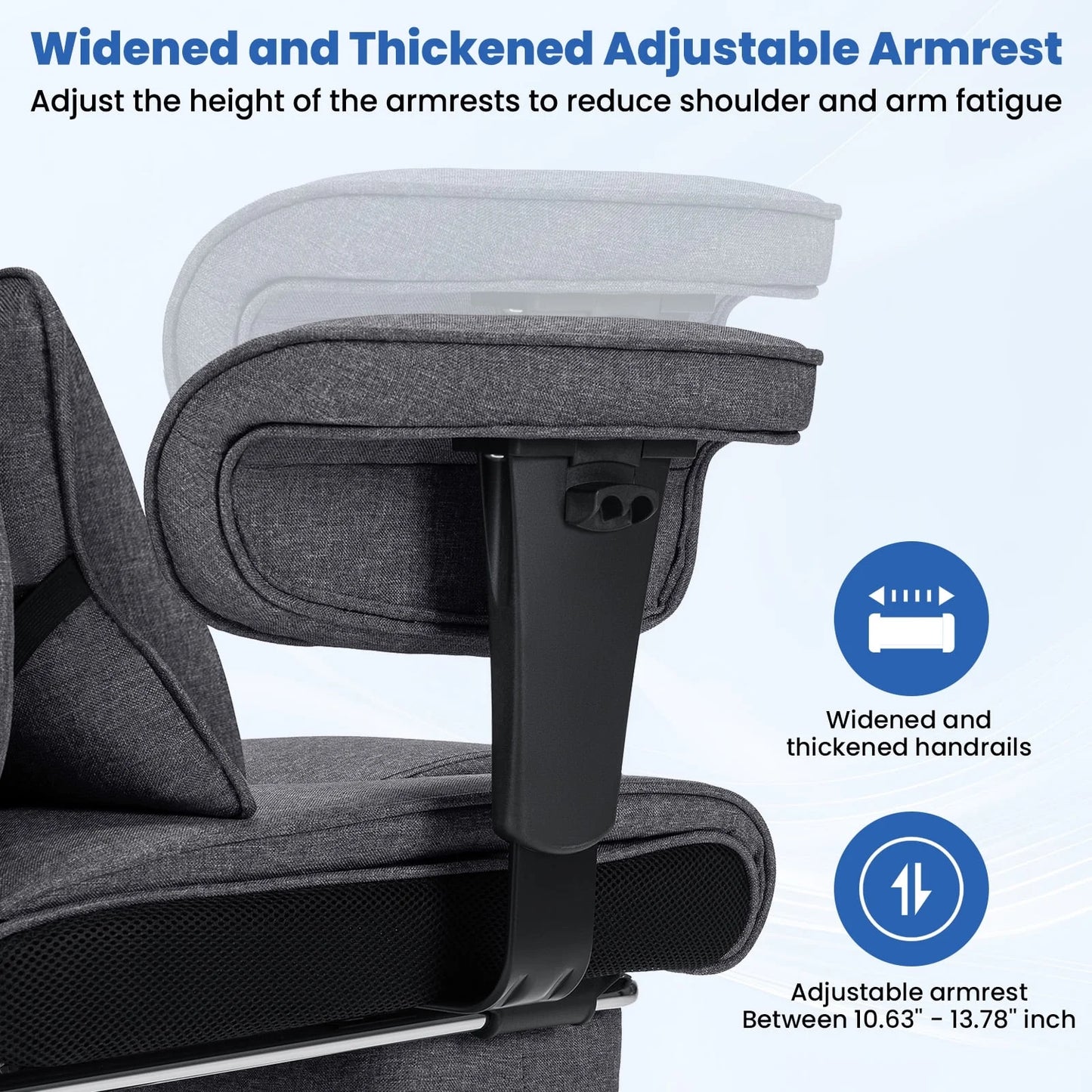 Hoffree Big and Tall Fabric Office Chair 450lbs, Executive Desk Chair with Massage Ergonomic Computer Chair with Footrest Reclining Desk Office Chair with Lumbar Support for Home Office