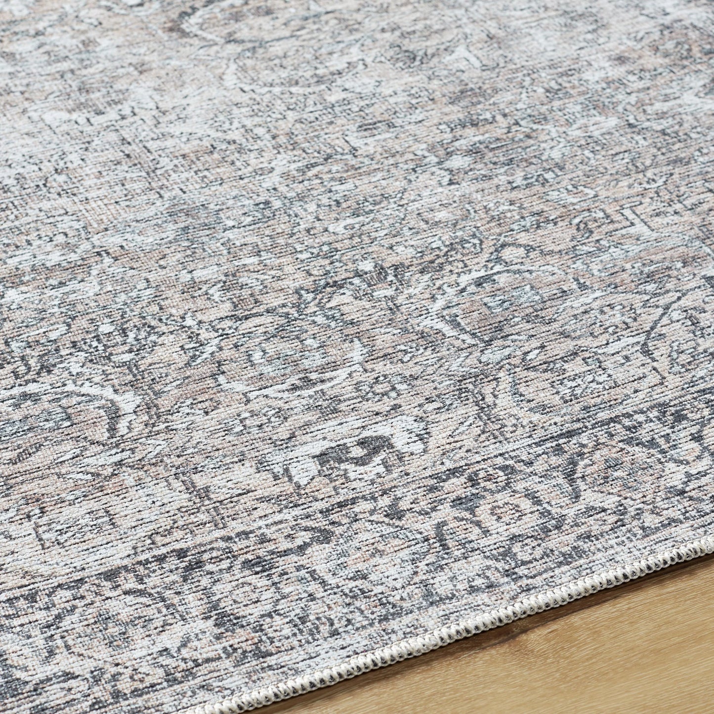 Better Homes & Gardens Persian Blooms Washable Non-Skid Indoor Area Rug, Brown, 5'3" x 7'